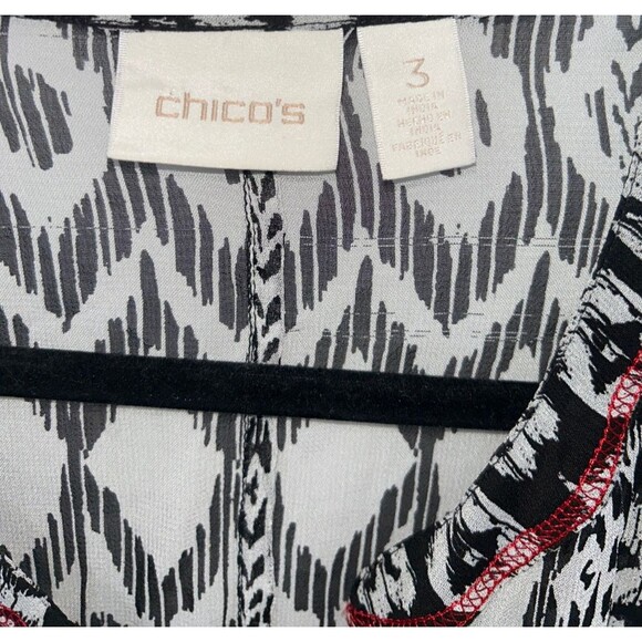 Women's Chico's Sheer Abstract Print 3/4 Sleeve Blouse Size 3 XL - Picture 4 of 7